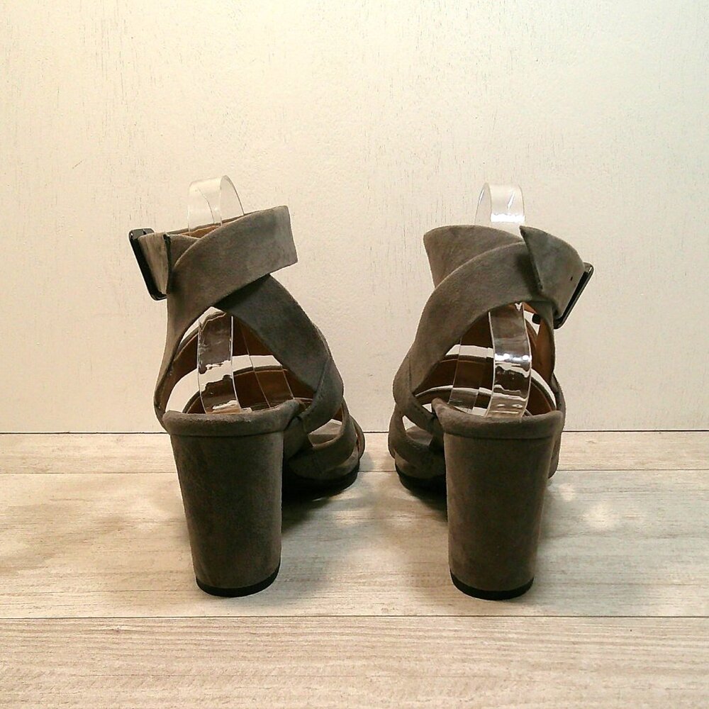Vionic Blaire Gray Suede Strappy Block Heel Sandals Size 11 - Picture 4 of 12